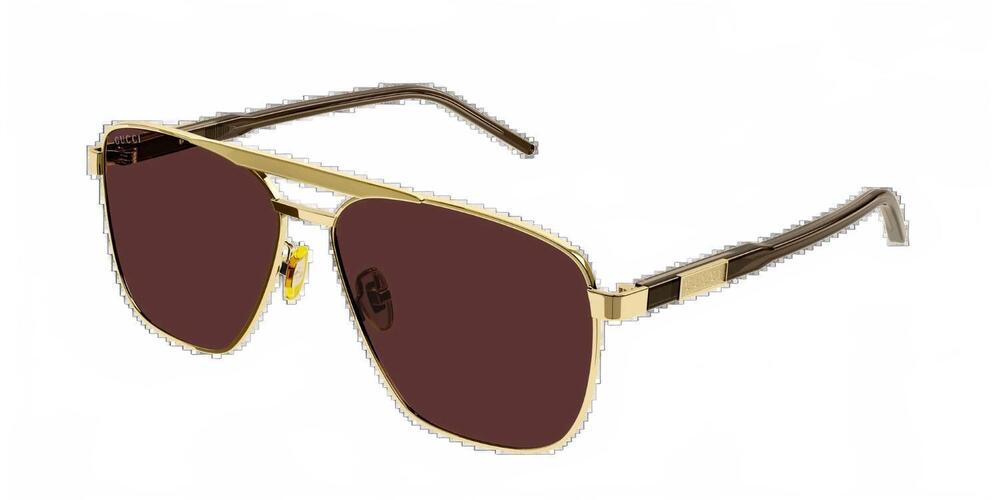NEW GUCCI men's gg1164s aviator sunglasses in gold - brown